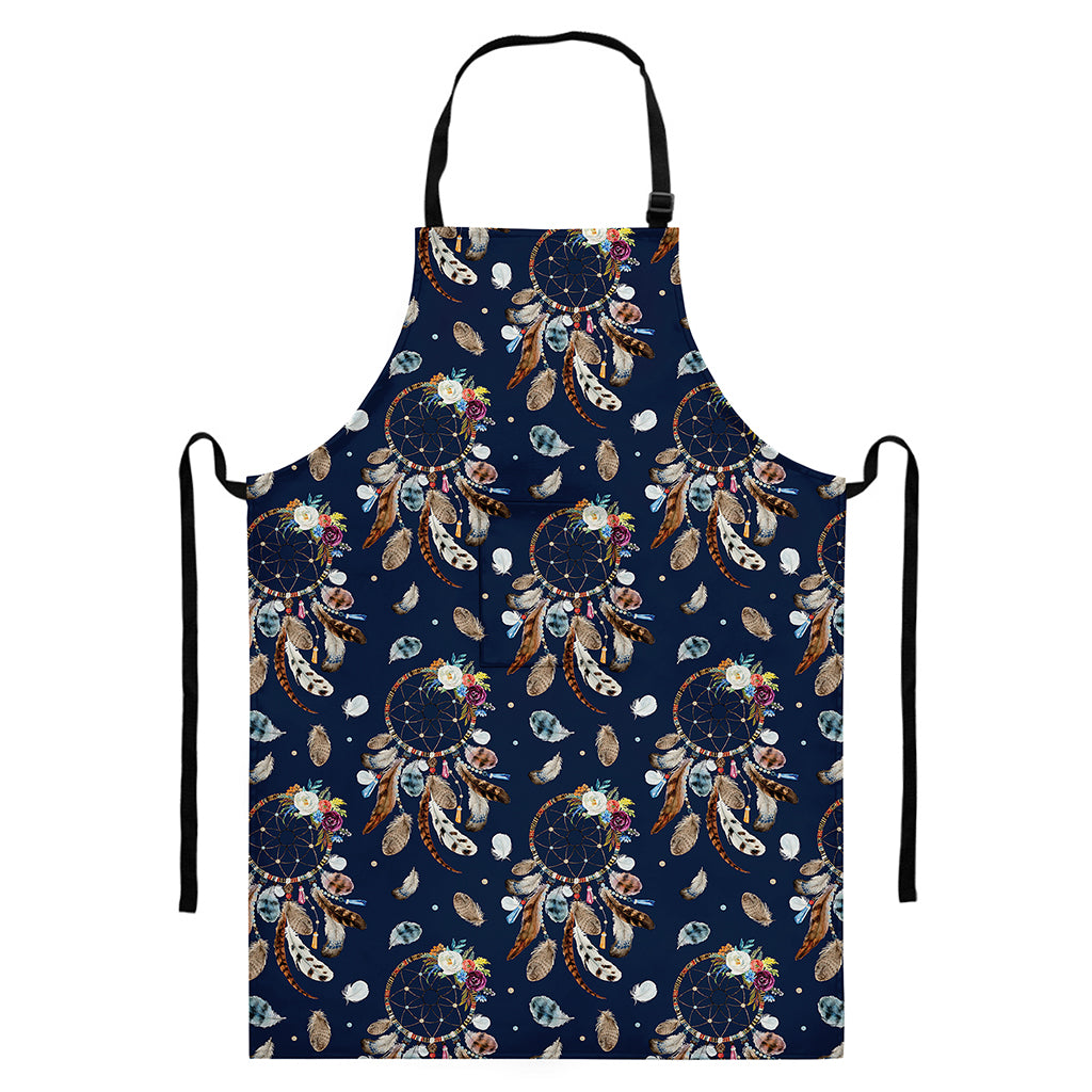 Floral Dream Catcher Pattern Print Bib Apron With Pocket