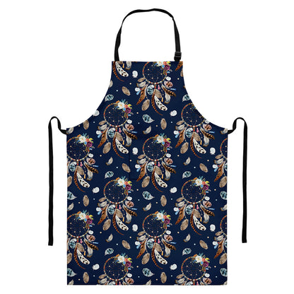 Floral Dream Catcher Pattern Print Bib Apron With Pocket