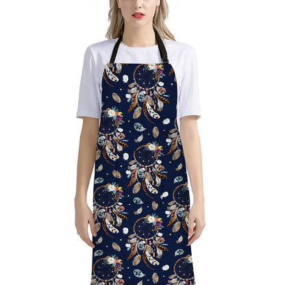 Floral Dream Catcher Pattern Print Bib Apron With Pocket