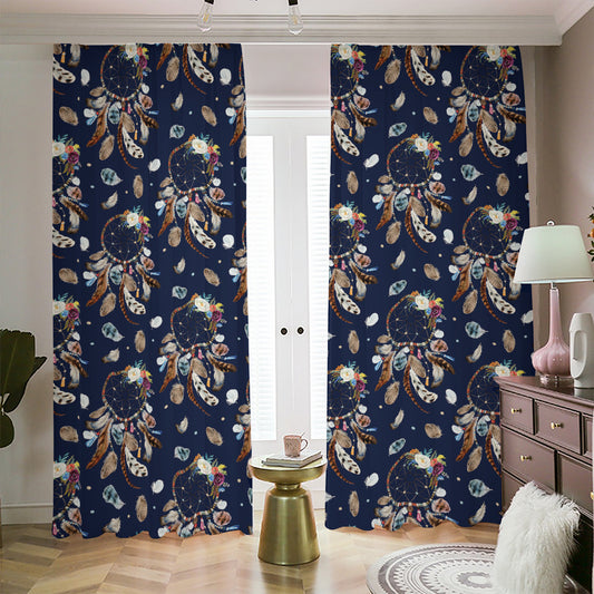 Floral Dream Catcher Pattern Print Blackout Pencil Pleat Curtains