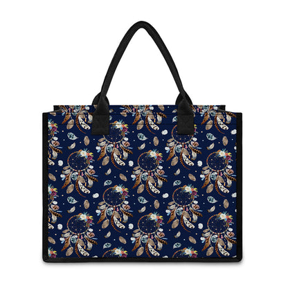 Floral Dream Catcher Pattern Print Canvas Tote Bag