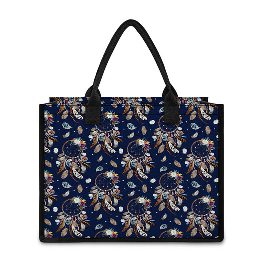 Floral Dream Catcher Pattern Print Canvas Tote Bag