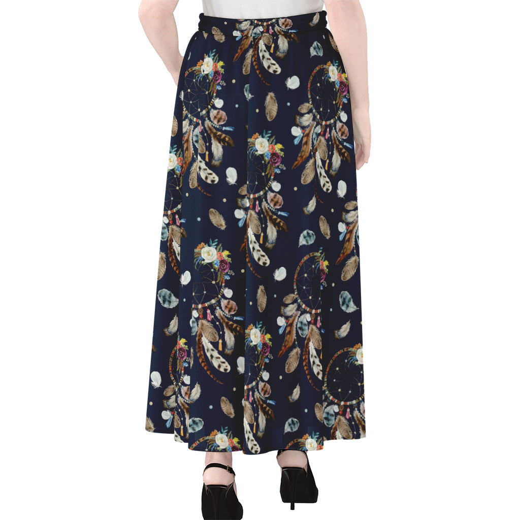 Floral Dream Catcher Pattern Print Chiffon Maxi Skirt