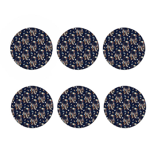 Floral Dream Catcher Pattern Print Coaster Set