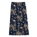 Floral Dream Catcher Pattern Print Cotton Front Slit Maxi Skirt