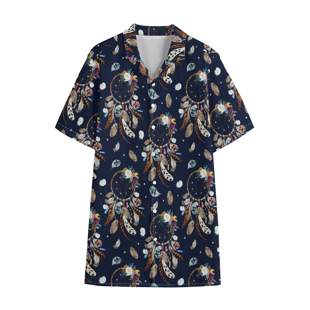 Floral Dream Catcher Pattern Print Cotton Hawaiian Shirt