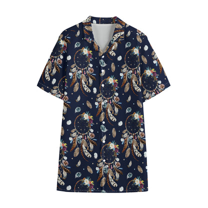 Floral Dream Catcher Pattern Print Cotton Hawaiian Shirt
