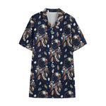 Floral Dream Catcher Pattern Print Cotton Hawaiian Shirt