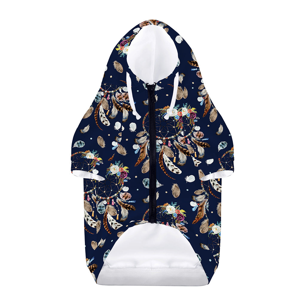 Floral Dream Catcher Pattern Print Dog Zip Up Hoodie