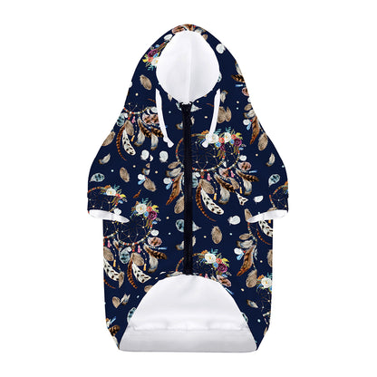 Floral Dream Catcher Pattern Print Dog Zip Up Hoodie