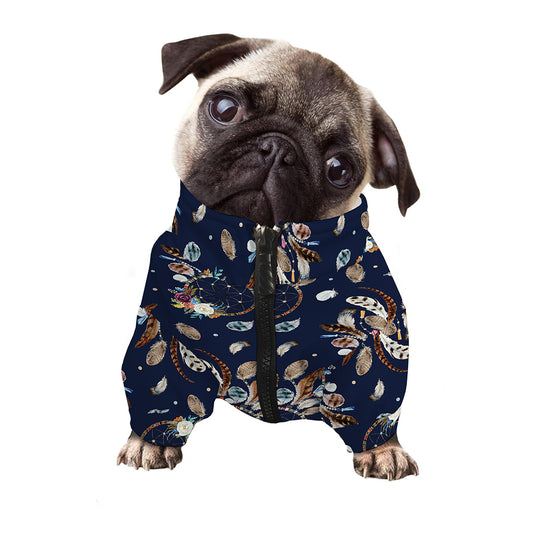 Floral Dream Catcher Pattern Print Dog Zip Up Jacket