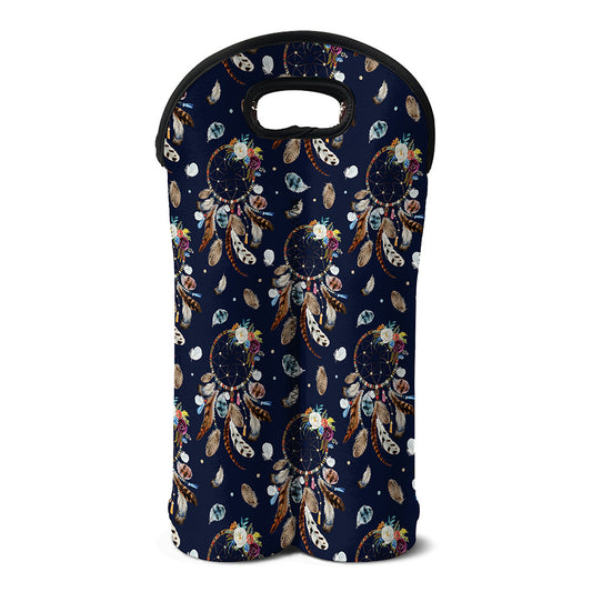 Floral Dream Catcher Pattern Print Double Neoprene Wine Tote