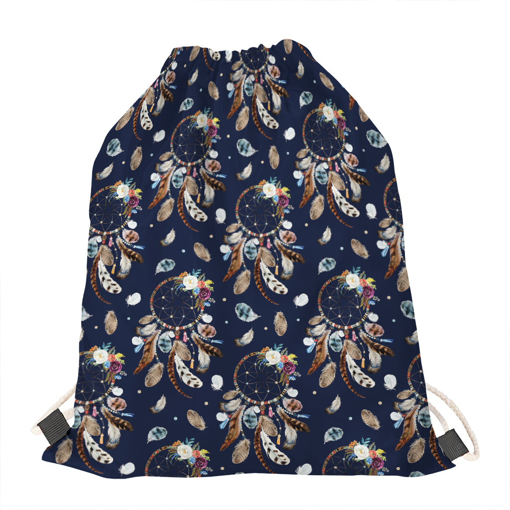 Floral Dream Catcher Pattern Print Drawstring Bag