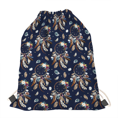 Floral Dream Catcher Pattern Print Drawstring Bag