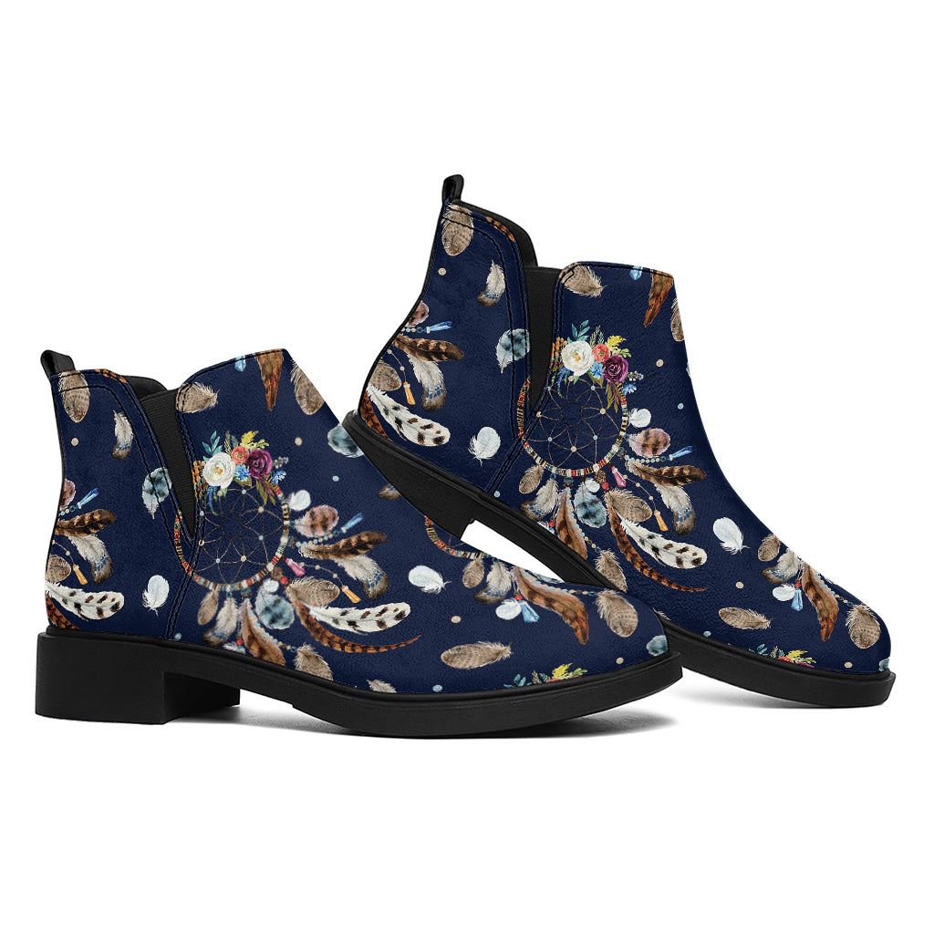 Floral Dream Catcher Pattern Print Flat Ankle Boots