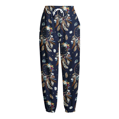 Floral Dream Catcher Pattern Print Fleece Lined Knit Pants