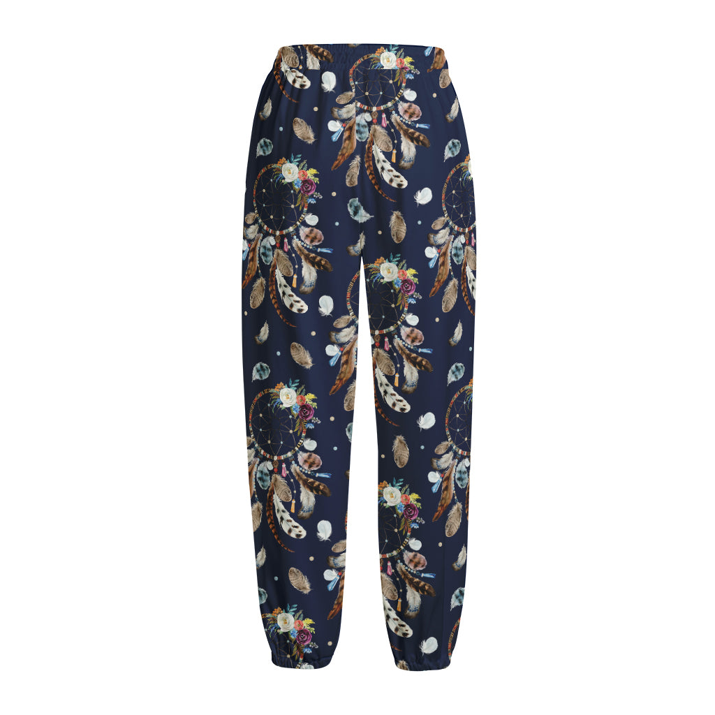 Floral Dream Catcher Pattern Print Fleece Lined Knit Pants