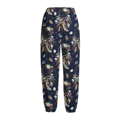 Floral Dream Catcher Pattern Print Fleece Lined Knit Pants