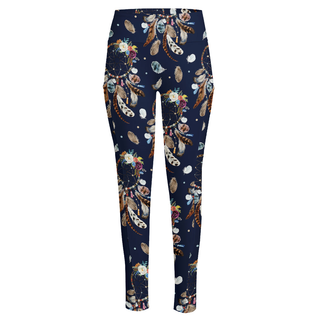 Floral Dream Catcher Pattern Print High-Waisted Pocket Leggings