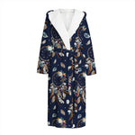 Floral Dream Catcher Pattern Print Hooded Bathrobe