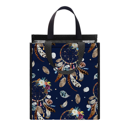 Floral Dream Catcher Pattern Print Insulated Lunch Tote