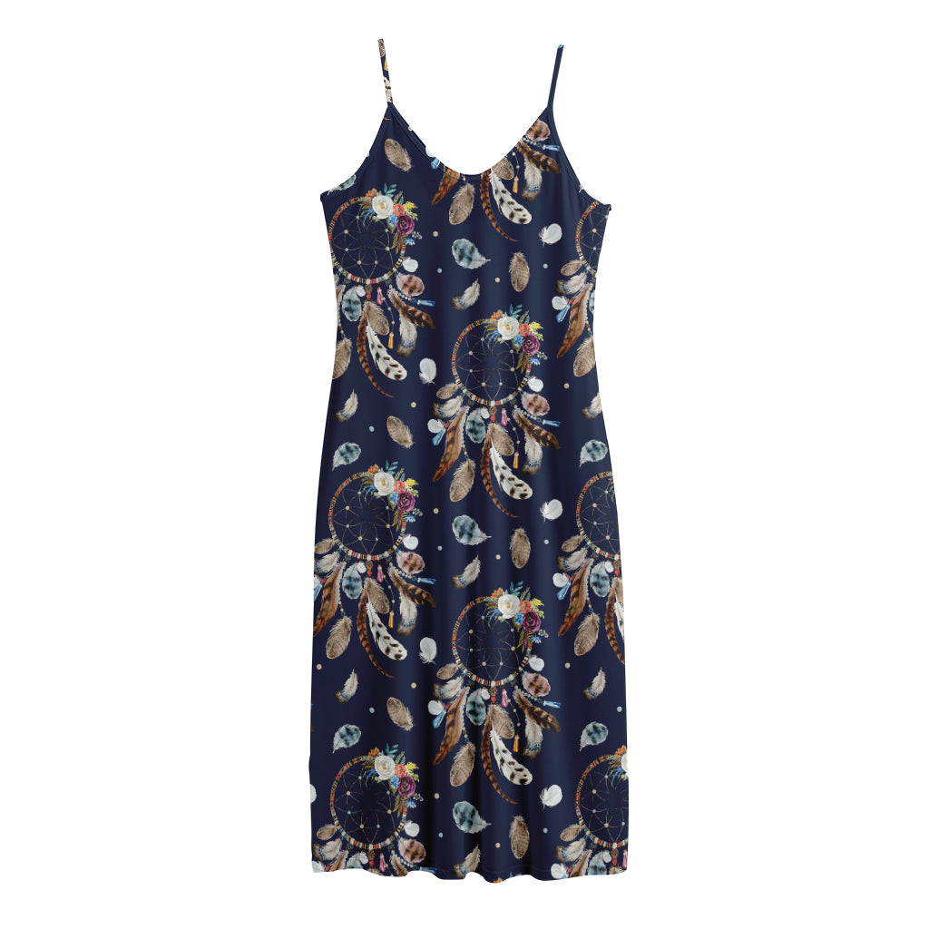 Floral Dream Catcher Pattern Print Jersey Midi Cami Dress