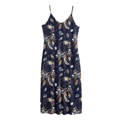 Floral Dream Catcher Pattern Print Jersey Midi Cami Dress