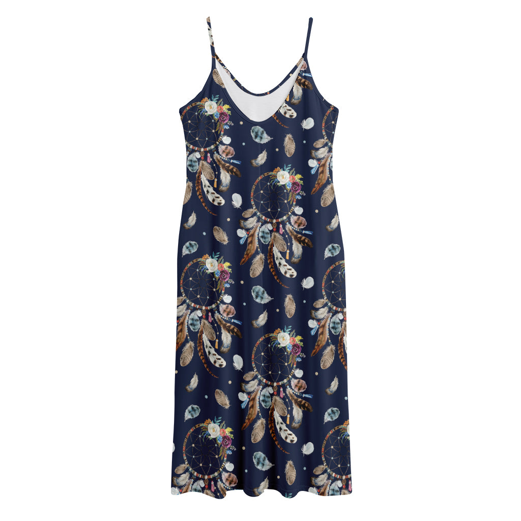 Floral Dream Catcher Pattern Print Jersey Midi Cami Dress