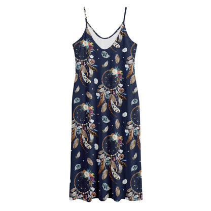 Floral Dream Catcher Pattern Print Jersey Midi Cami Dress