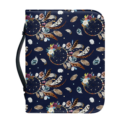 Floral Dream Catcher Pattern Print Leather Bible Cover