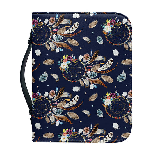 Floral Dream Catcher Pattern Print Leather Bible Cover