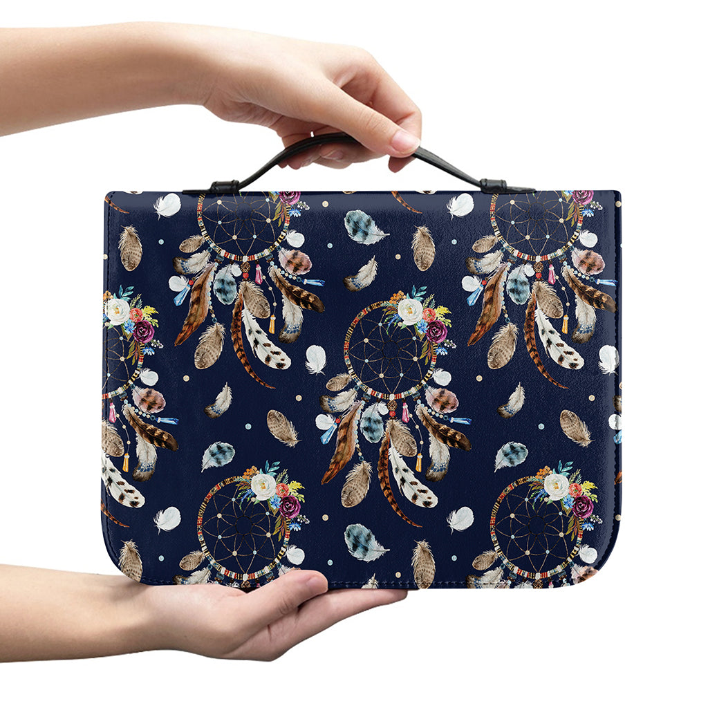 Floral Dream Catcher Pattern Print Leather Bible Cover