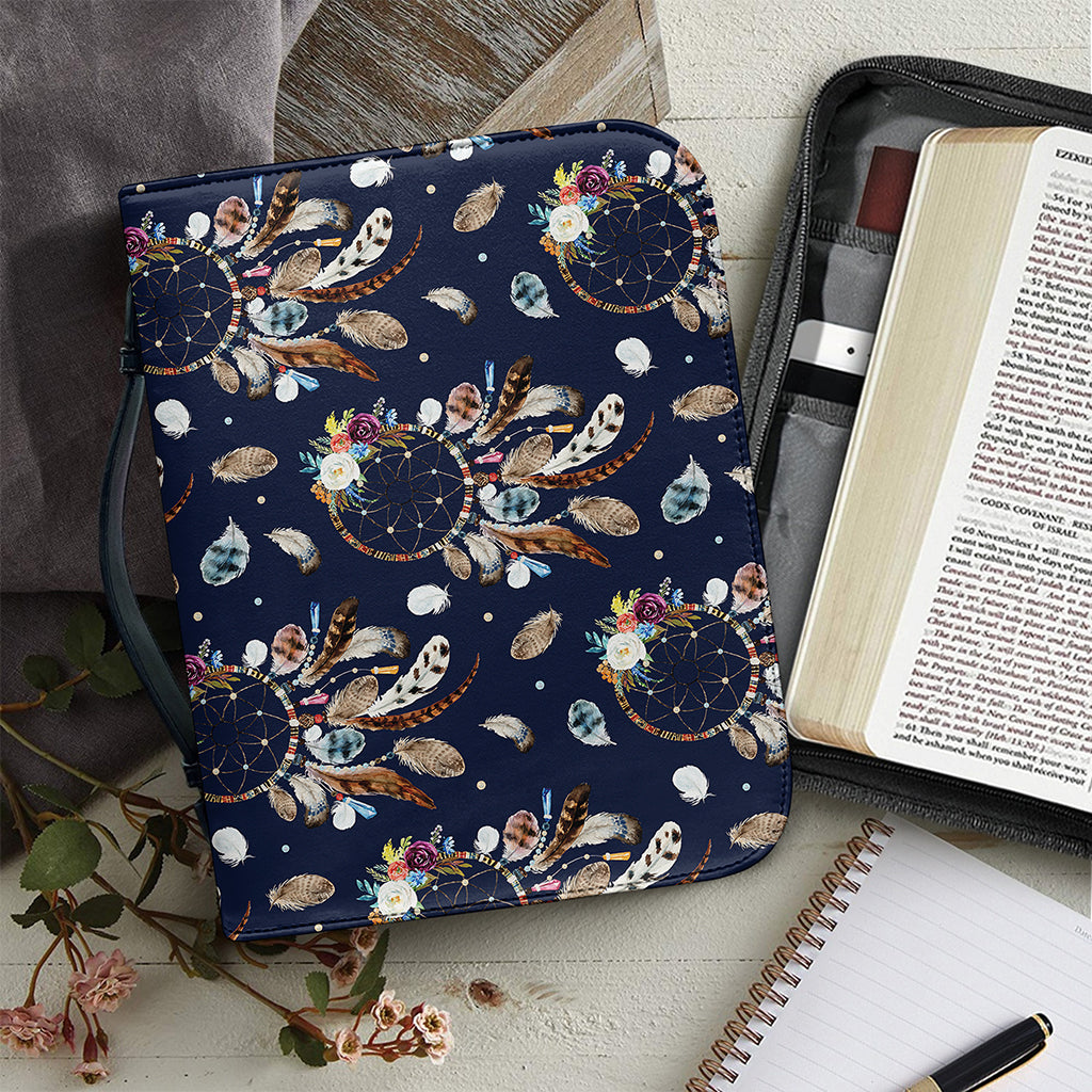 Floral Dream Catcher Pattern Print Leather Bible Cover