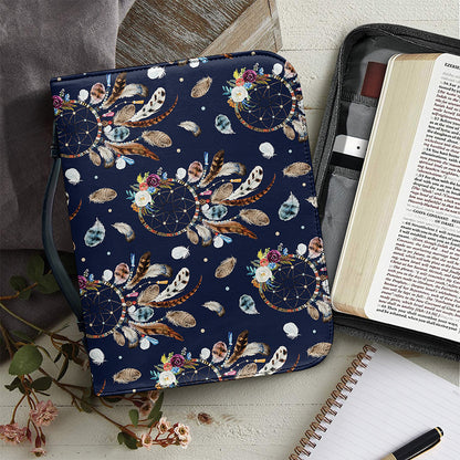Floral Dream Catcher Pattern Print Leather Bible Cover
