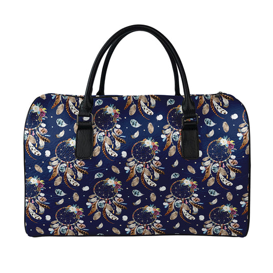 Floral Dream Catcher Pattern Print Leather Duffle Bag