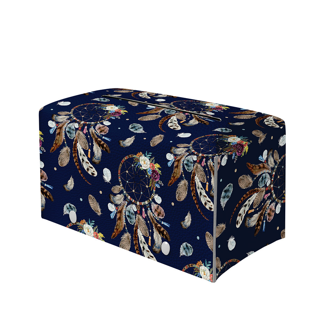 Floral Dream Catcher Pattern Print Leather Tissue Box Cover
