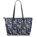 Floral Dream Catcher Pattern Print Leather Tote Bag With Zipper