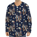 Floral Dream Catcher Pattern Print Long Sleeve Baseball Jersey