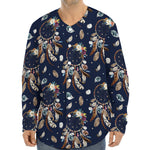 Floral Dream Catcher Pattern Print Long Sleeve Baseball Jersey