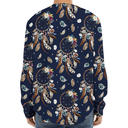 Floral Dream Catcher Pattern Print Long Sleeve Baseball Jersey