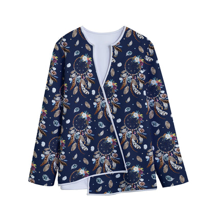 Floral Dream Catcher Pattern Print Long Sleeve Short Coat