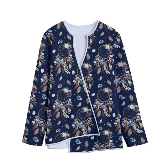 Floral Dream Catcher Pattern Print Long Sleeve Short Coat