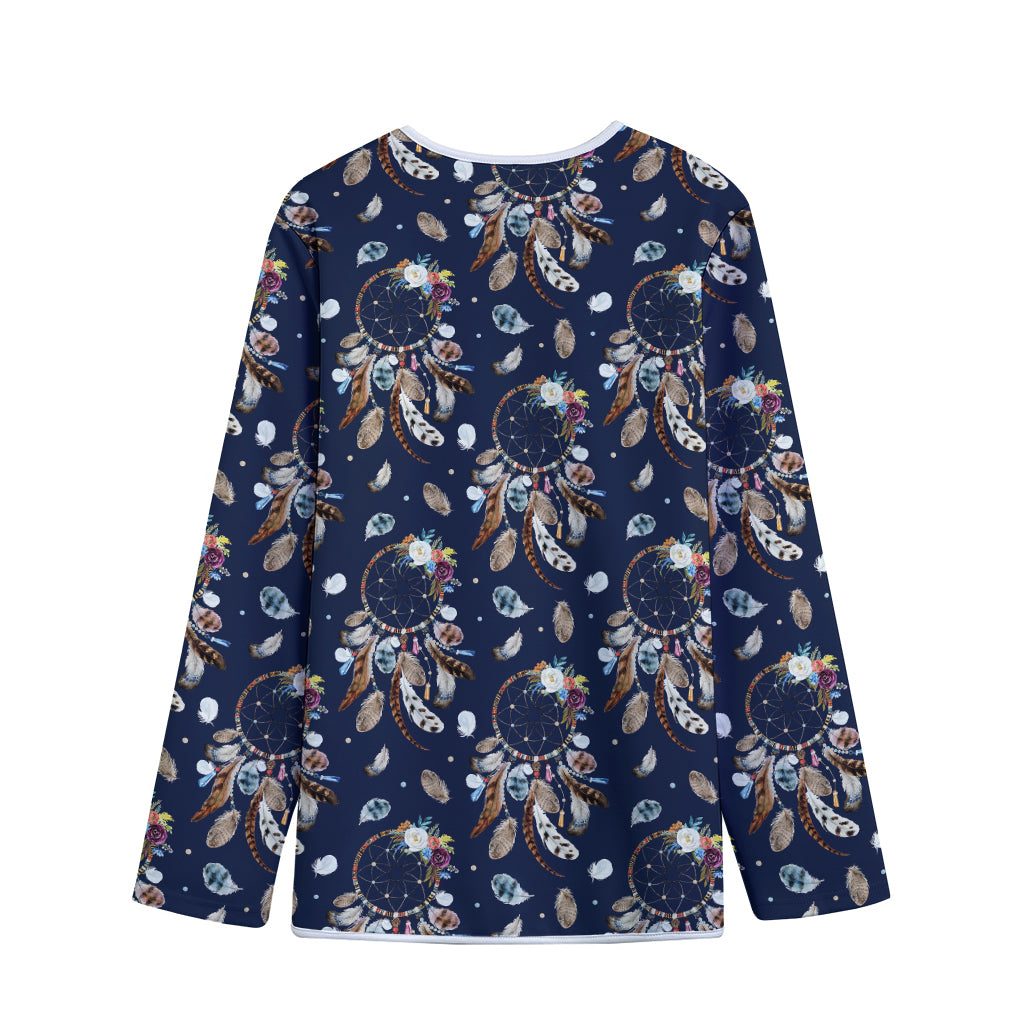Floral Dream Catcher Pattern Print Long Sleeve Short Coat