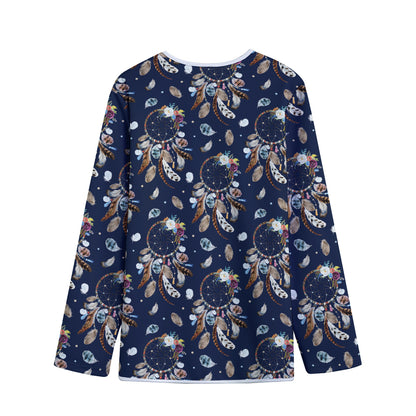 Floral Dream Catcher Pattern Print Long Sleeve Short Coat