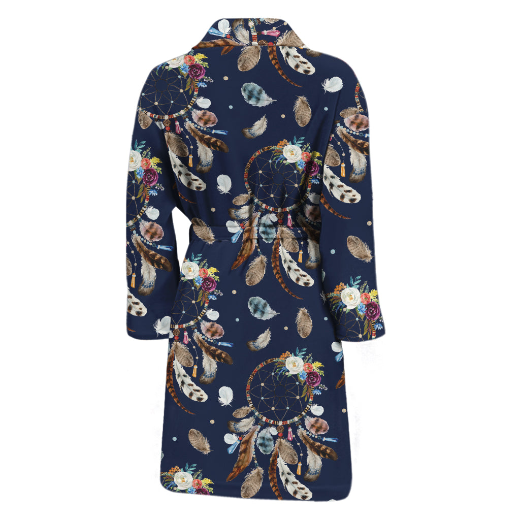Floral Dream Catcher Pattern Print Men's Bathrobe