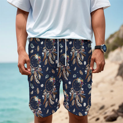 Floral Dream Catcher Pattern Print Men's Cargo Shorts