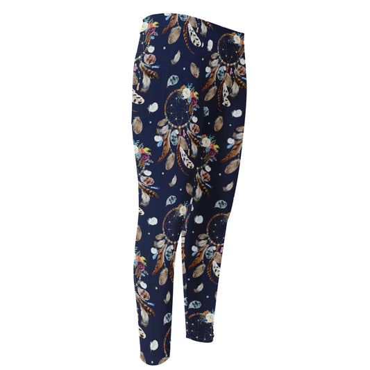 Floral Dream Catcher Pattern Print Men's Compression Pants