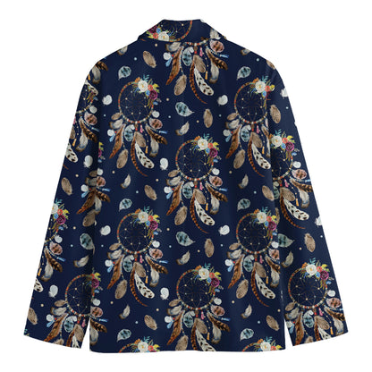 Floral Dream Catcher Pattern Print Men's Cotton Blazer