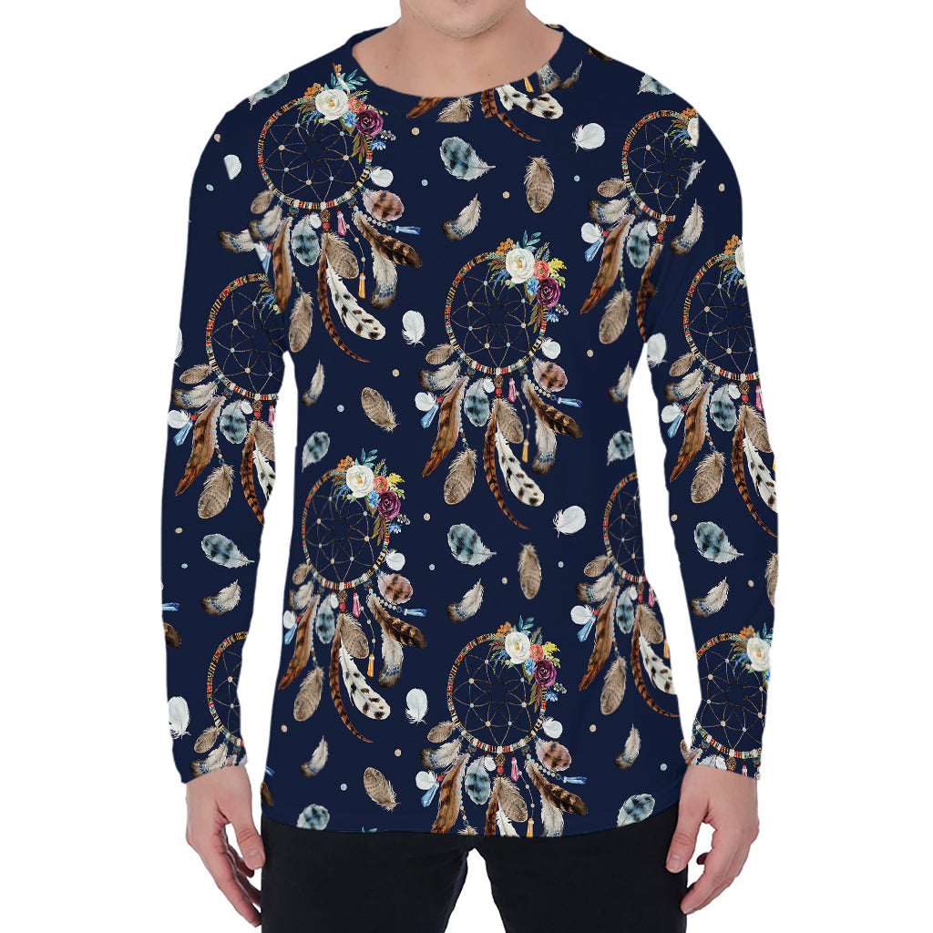 Floral Dream Catcher Pattern Print Men's Long Sleeve T-Shirt