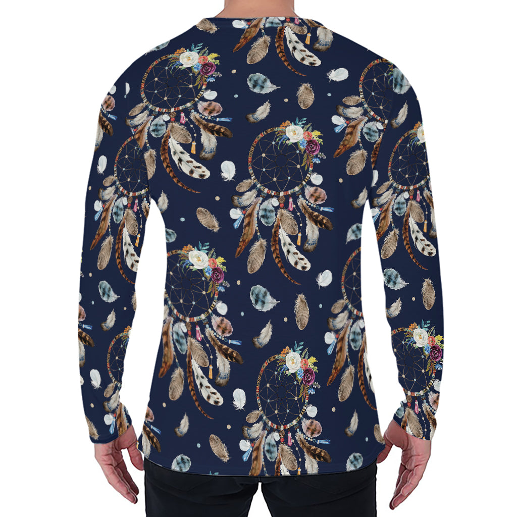 Floral Dream Catcher Pattern Print Men's Long Sleeve T-Shirt